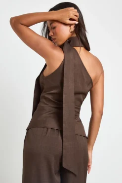Ensemble Coordonné Haut Foulard En Crêpe Et Pantalon Large