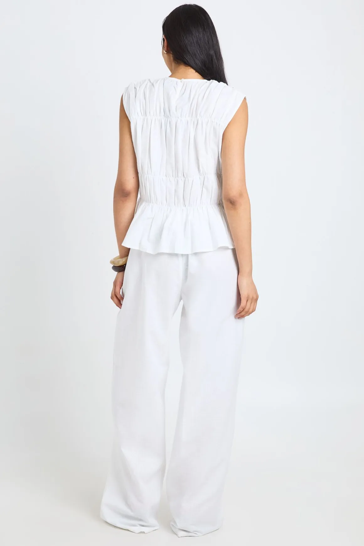 Ensemble Coordonné Haut Froncé Et Pantalon Large Aspect Lin Tall