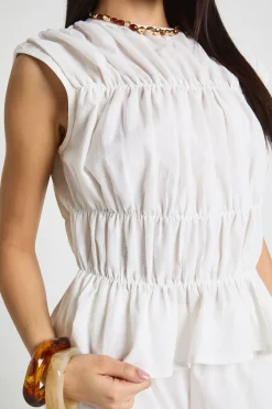Ensemble Coordonné Haut Froncé Et Pantalon Large Effet Lin