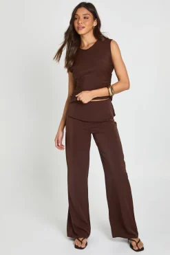 Ensemble Coordonné Haut Froncé Dos Nageur Et Pantalon Taille Repliée