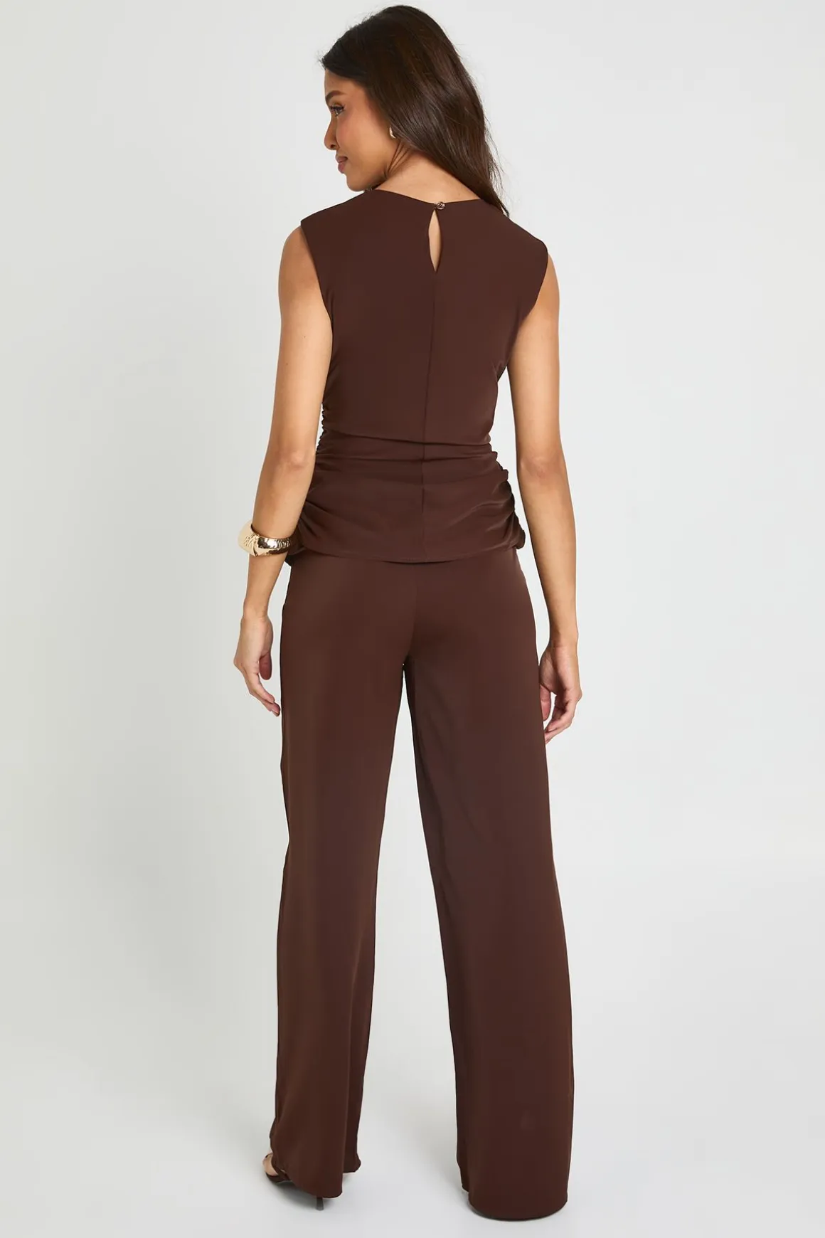 Ensemble Coordonné Haut Froncé Dos Nageur Et Pantalon Taille Repliée