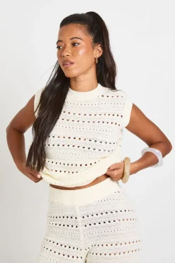 boohoo Ensemble Coordonné Haut Long Et Pantalon En Maille Crochet<Femme Tenues De Plage|Pulls Et Gilets