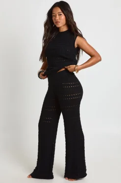 boohoo Ensemble Coordonné Haut Long Et Pantalon En Crochet Tricoté<Femme Tenues De Plage|Pulls Et Gilets