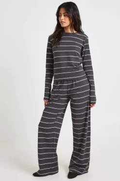 Ensemble Coordonné Haut Manches Longues Et Pantalon En Coton Rayé