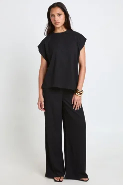 Ensemble Coordonné Haut Ourlet Asymétrique Froissé Et Pantalon Jambe Droite
