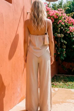 boohoo Ensemble Coordonné Haut À Ourlet Asymétrique Et Pantalon Ballon Aspect Lin<Femme Ensembles