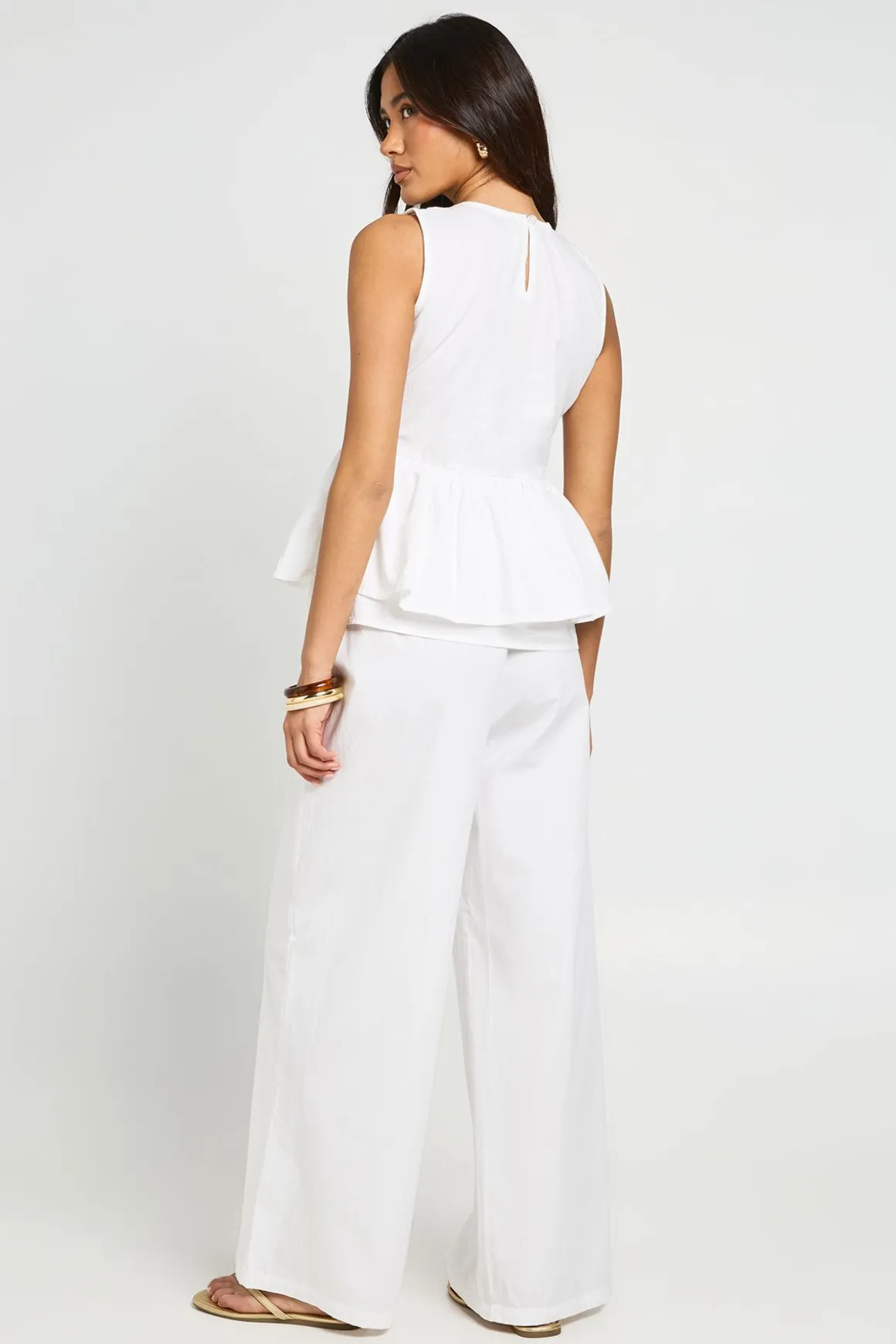 Ensemble Coordonné Haut Péplum Col Montant Et Pantalon