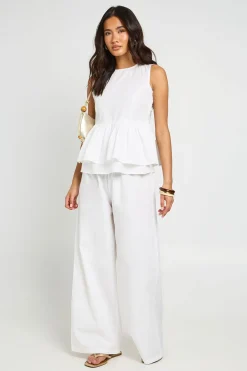 Ensemble Coordonné Haut Péplum Col Montant Et Pantalon