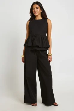 Ensemble Coordonné Haut Péplum Col Montant Et Pantalon