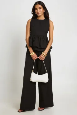 Ensemble Coordonné Haut Péplum Col Montant Et Pantalon