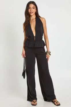 Ensemble Coordonné Haut Péplum Dos Nu À Nouer Et Pantalon