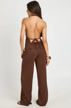 boohoo Ensemble Coordonné Haut Péplum Dos Noué Et Pantalon À Col Licou<Femme Ensembles
