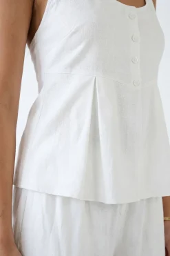 Ensemble Coordonné Haut Péplum Et Pantalon Large Effet Lin