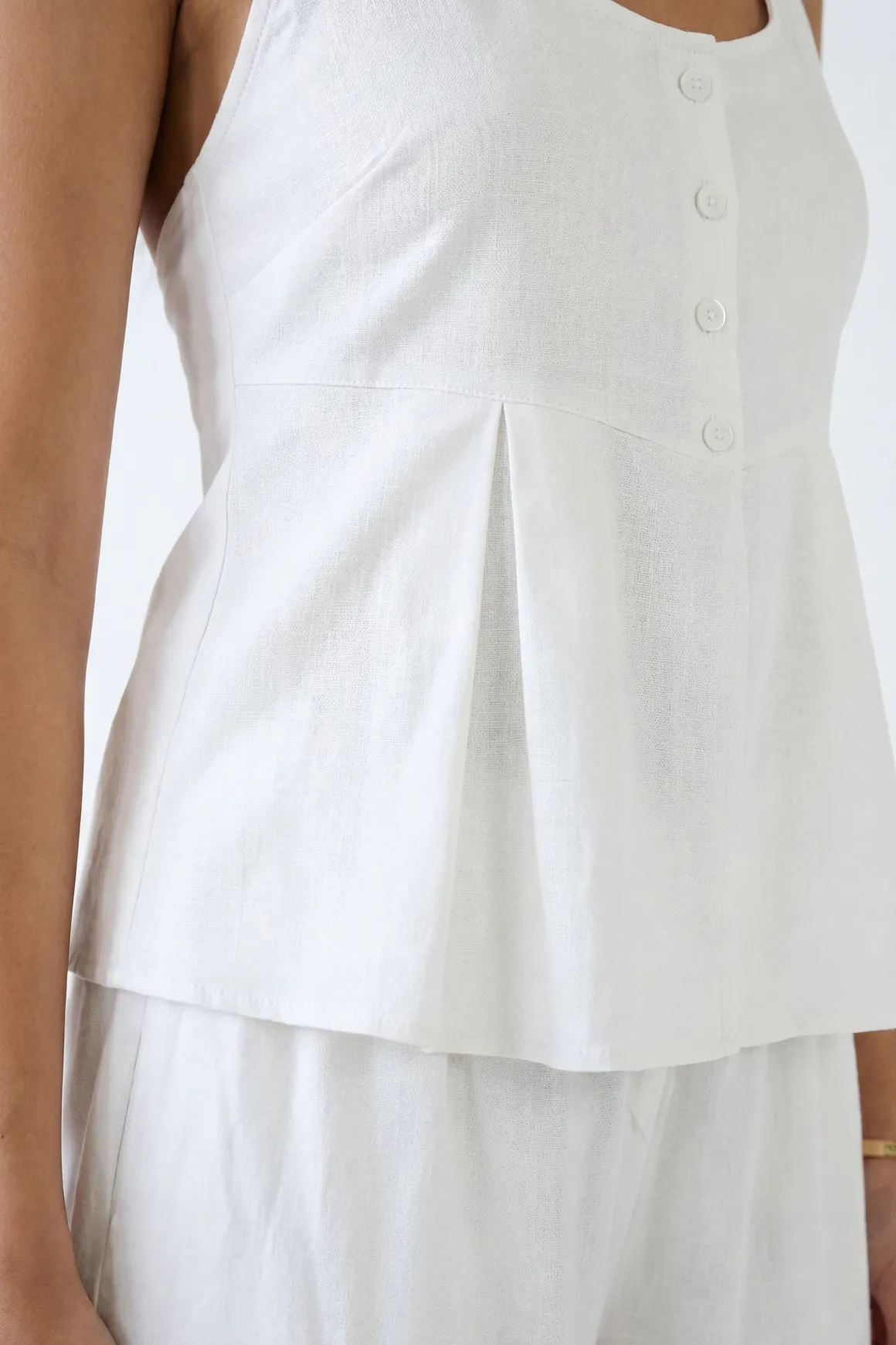 Ensemble Coordonné Haut Péplum Et Pantalon Large Effet Lin