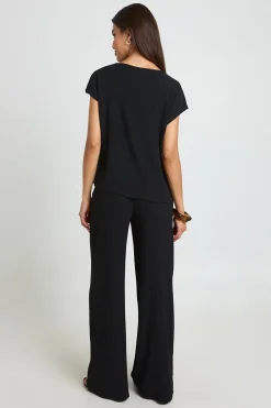 Ensemble Coordonné Haut Texturé Avec Nœud Et Pantalon