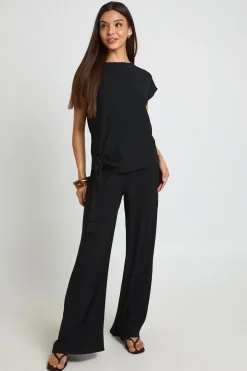 Ensemble Coordonné Haut Texturé Avec Nœud Et Pantalon