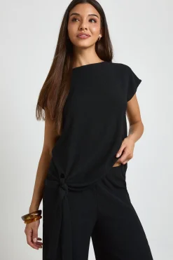 Ensemble Coordonné Haut Texturé Avec Nœud Et Pantalon