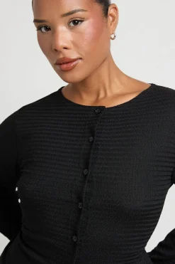 Ensemble Coordonné Haut Texturé À Manches Longues Boutonné Et Pantalon Large