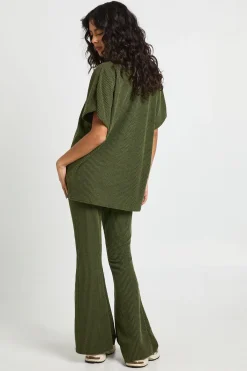 boohoo Ensemble Coordonné Legging Évasé & Top Côtelé Bicolore<Femme Ensembles