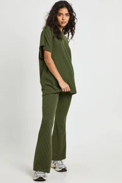 boohoo Ensemble Coordonné Legging Évasé & Top Côtelé Bicolore<Femme Ensembles