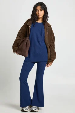 Ensemble Coordonné Legging Évasé & Top Côtelé Bicolore
