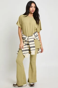 Ensemble Coordonné Legging Évasé & Top Côtelé Bicolore