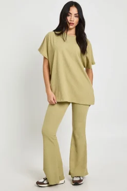 Ensemble Coordonné Legging Évasé & Top Côtelé Bicolore