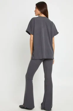 boohoo Ensemble Coordonné Legging Évasé et Haut Côtelé Bicolore<Femme Ensembles