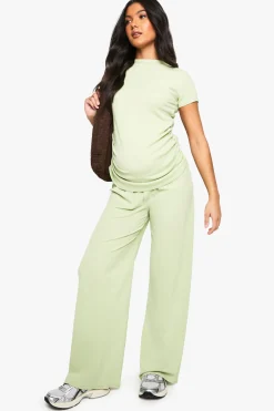 boohoo ENSEMBLE COORDONNÉ MATERNEL AVEC T-SHIRT À FRONÇAGES LATÉRAUX ET PANTALON À JAMBES LARGES<Femme Ensembles