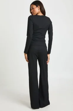 Ensemble Coordonné Maternité Top Texturé Manches Longues & Pantalon Large Taille Élastique