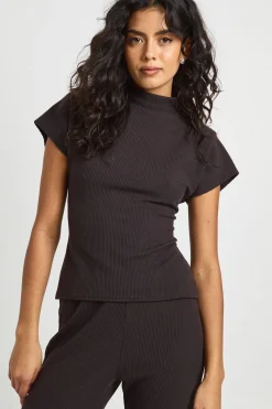 Ensemble Coordonné Pantalon Col Haut Manches Courtes Texture Froissée