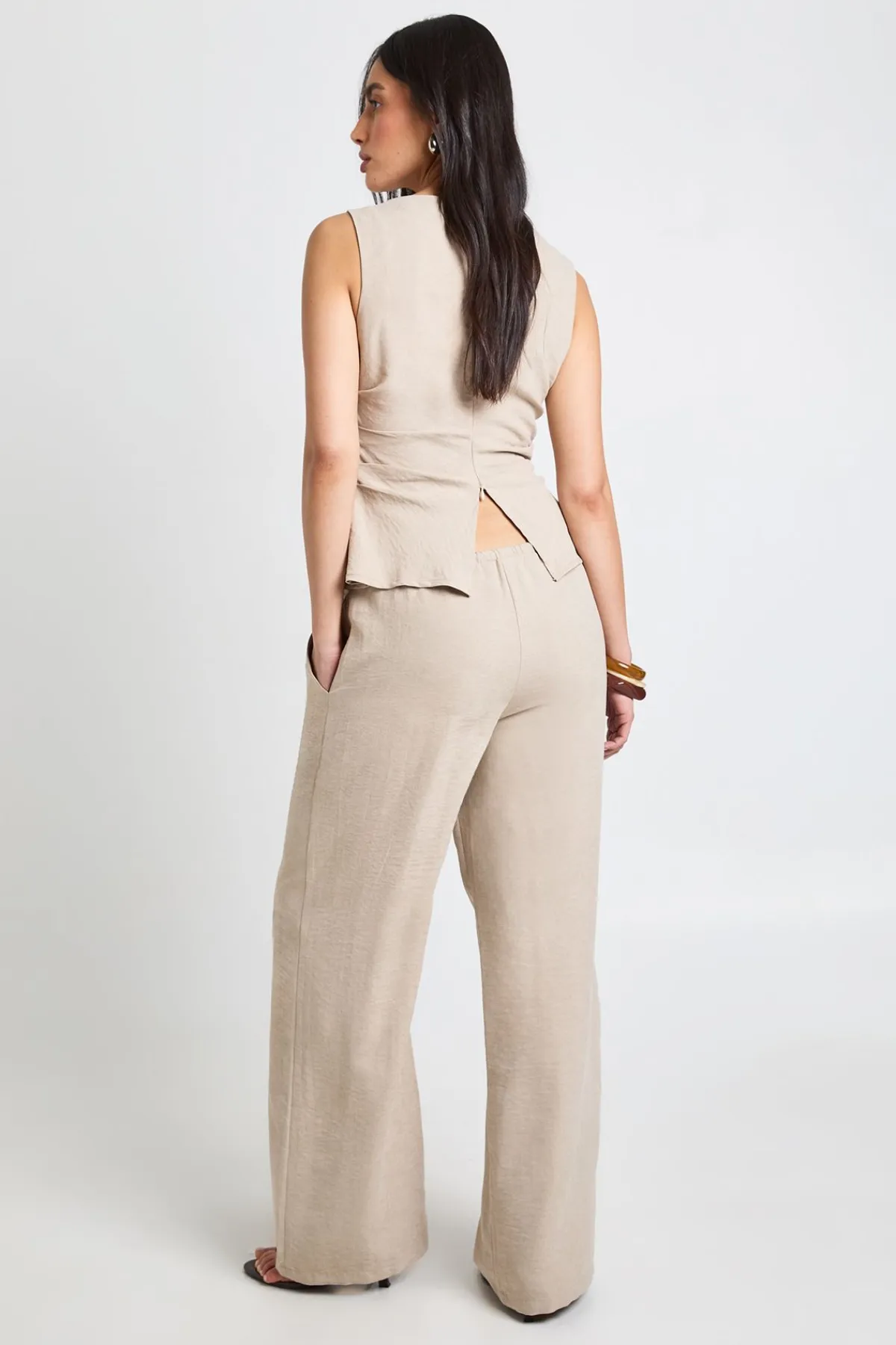 boohoo Ensemble Coordonné Pantalon Et Haut Sans Manches Froncé Effet Pêche<Femme Ensembles