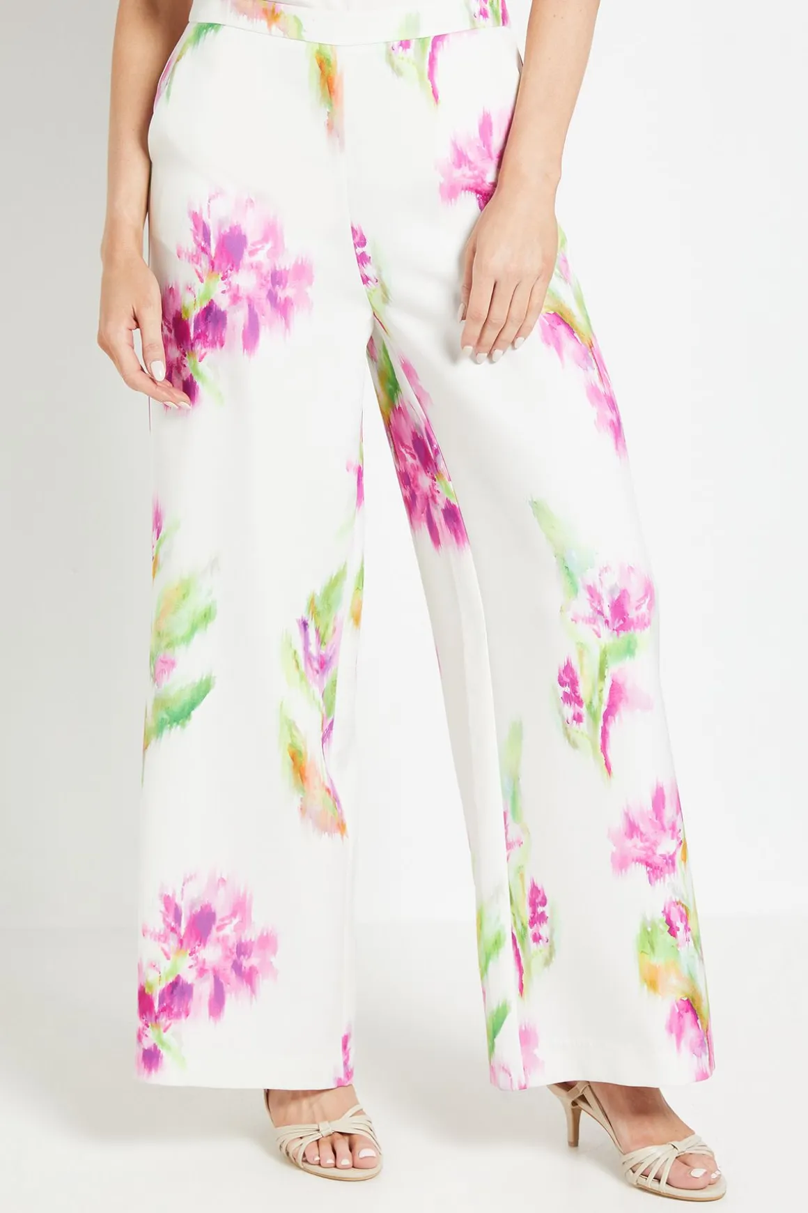 Ensemble Coordonné Pantalon Satiné À Motif Floral