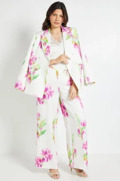 Ensemble Coordonné Pantalon Satiné À Motif Floral