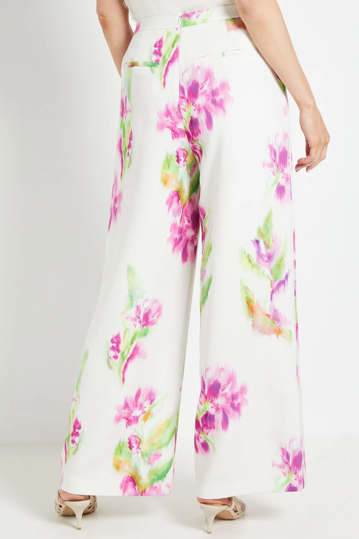 Ensemble Coordonné Pantalon Satiné À Motif Floral