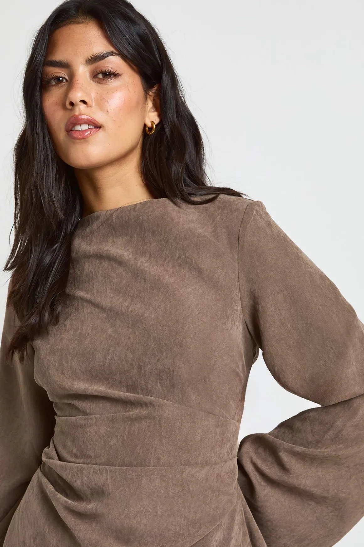 Ensemble Coordonné Pantalon Évasé Et Manches Évasées À Fronces Effet Peau De Pêche