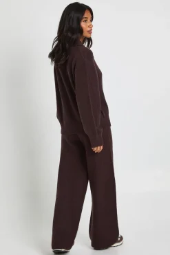 Ensemble coordonné Petit cardigan tricoté épais à col rond ultra-doux et pantalon à jambes larges