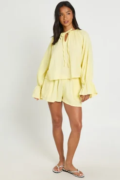 Ensemble Coordonné Petite Blouse Laitière Et Short En Gaze De Coton