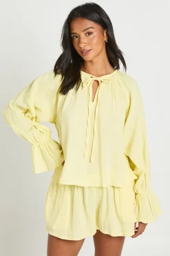 Ensemble Coordonné Petite Blouse Laitière Et Short En Gaze De Coton