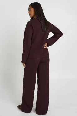 boohoo Ensemble Coordonné Petite Blouse Froissée À Nouer Et Pantalon<Femme Ensembles