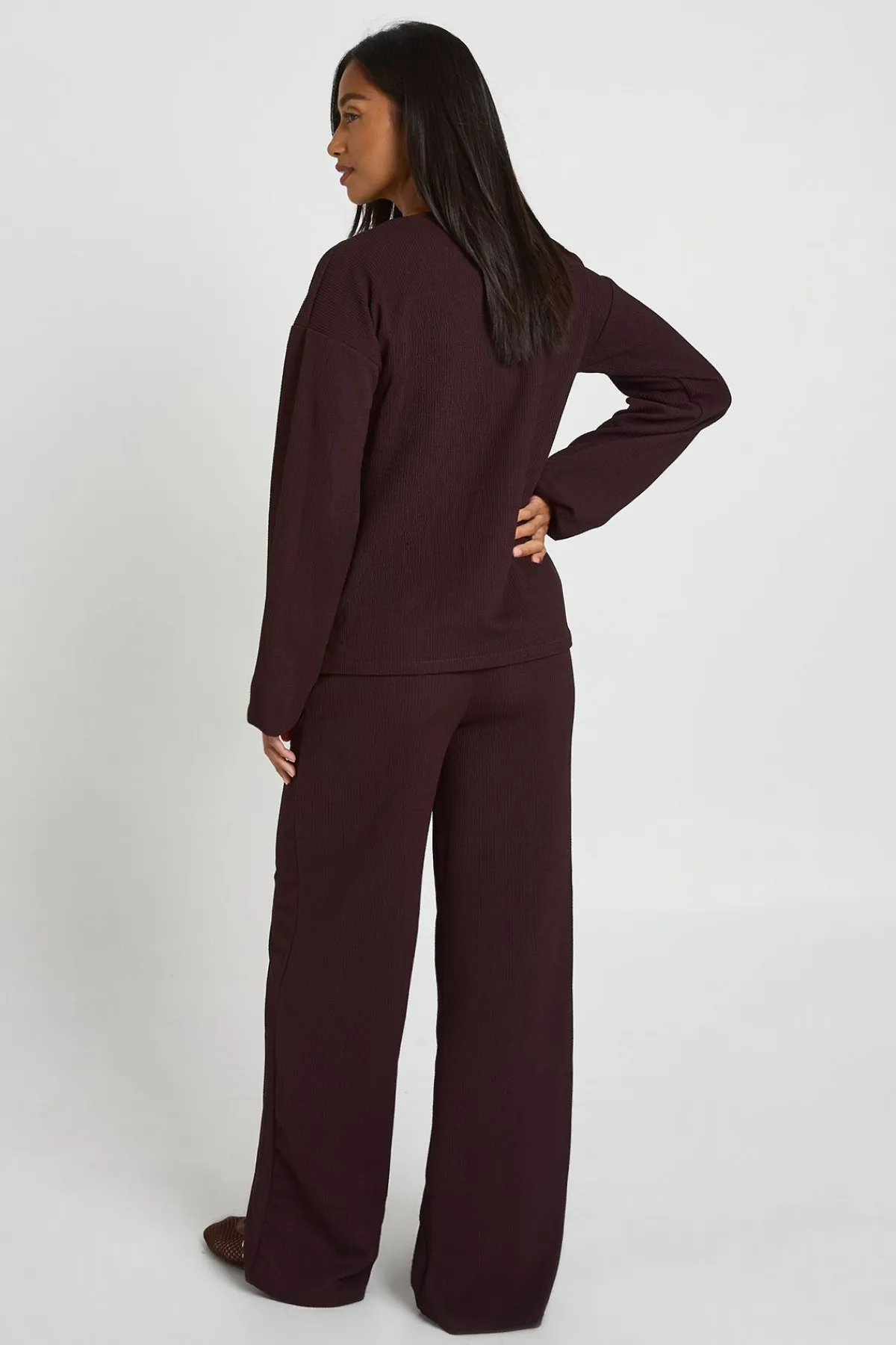boohoo Ensemble Coordonné Petite Blouse Froissée À Nouer Et Pantalon<Femme Ensembles