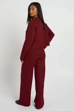 Ensemble Coordonné Petite Cardigan En Maille Douce Col Rond Et Pantalon Large
