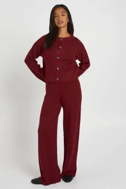 Ensemble Coordonné Petite Cardigan En Maille Douce Col Rond Et Pantalon Large