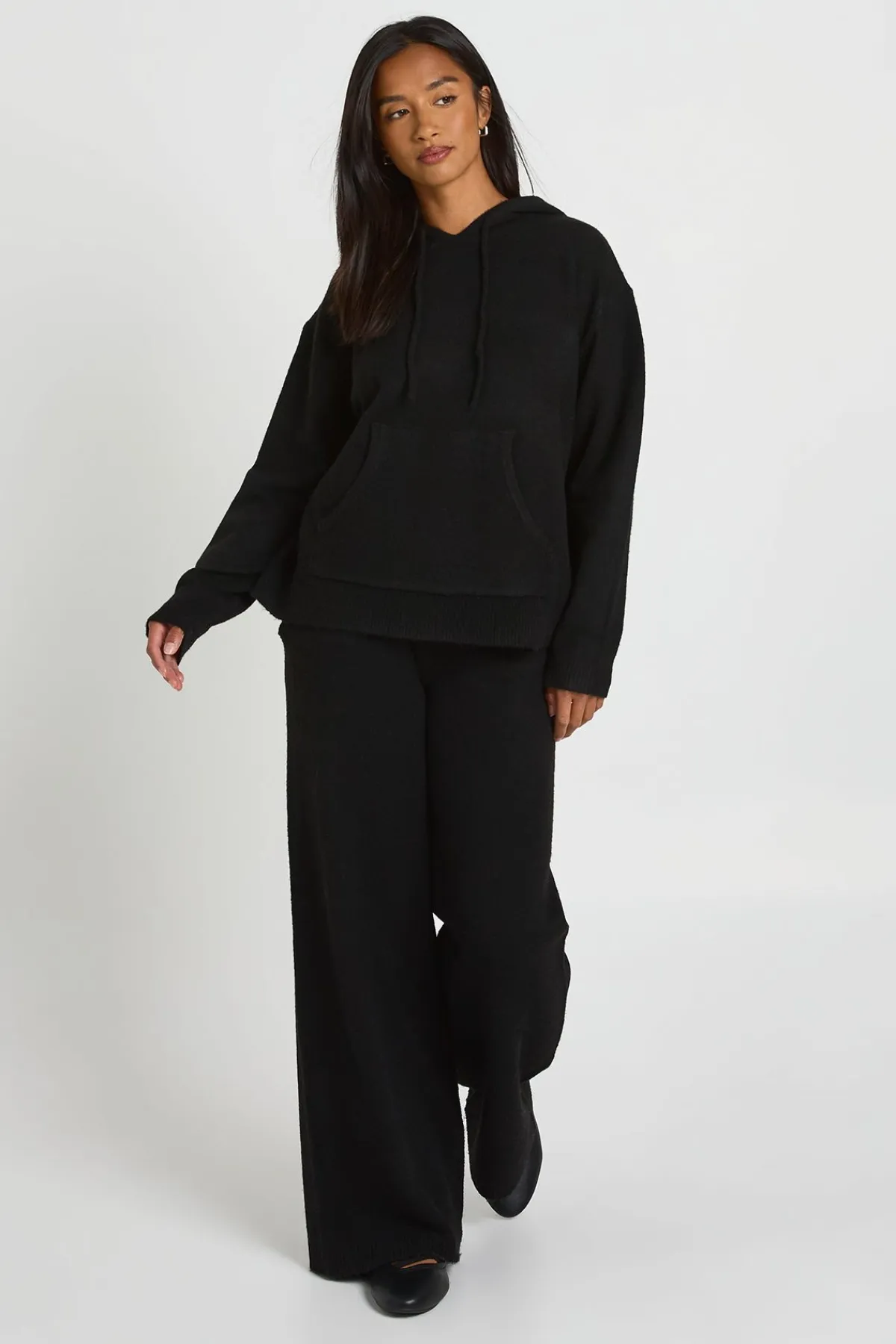 boohoo Ensemble Coordonné Petite À Casynthétiqueche En Maille Douce Et Pantalon Large<Femme Pulls Et Gilets|Toutes Les Mailles