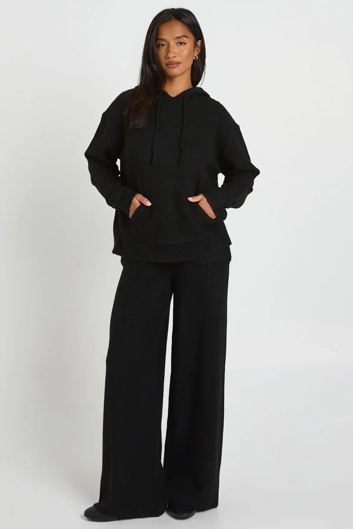 boohoo Ensemble Coordonné Petite À Casynthétiqueche En Maille Douce Et Pantalon Large<Femme Pulls Et Gilets|Toutes Les Mailles