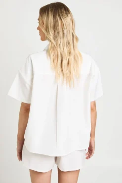 Ensemble Coordonné Petite Chemise Courte Ample À Manches Courtes Et Short Effet Lin