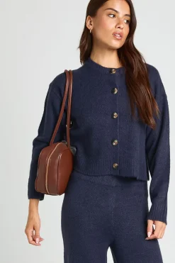 Ensemble Coordonné Petite En Maille Douce Avec Cardigan Court Col Rond Et Pantalon Large