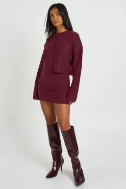 boohoo Ensemble Coordonné Petite En Maille Douce Synthétiquell Et Pantalon Évasé<Femme Pulls Et Gilets|Toutes Les Mailles