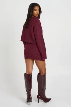 Ensemble Coordonné Petite En Maille Texturée Avec Cardigan Boutonné Et Mini-jupe Tricotée