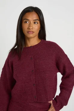 Ensemble Coordonné Petite En Maille Texturée Avec Cardigan Boutonné Et Mini-jupe Tricotée